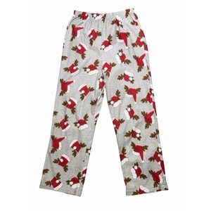 Up Late Kids Gray Reindeer Santa Hat Fleece Pajama Pants Size L (10/12)